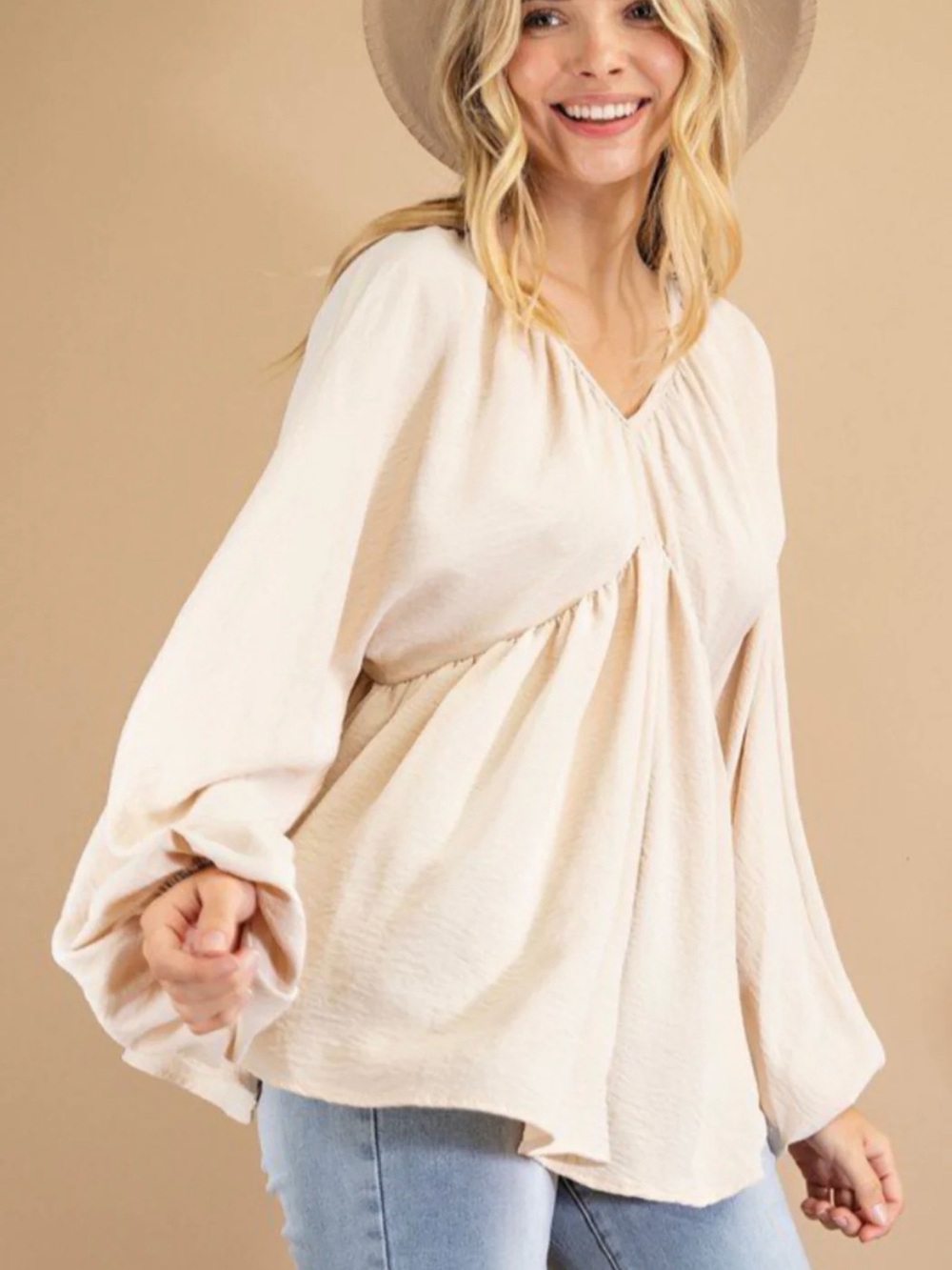 1.4.3. Story by Line Up Cream Billowy Peasant Tunic